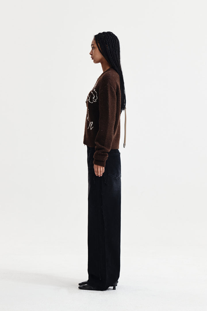 Matin Kim Poni Coni Knit Zip Up — Brown