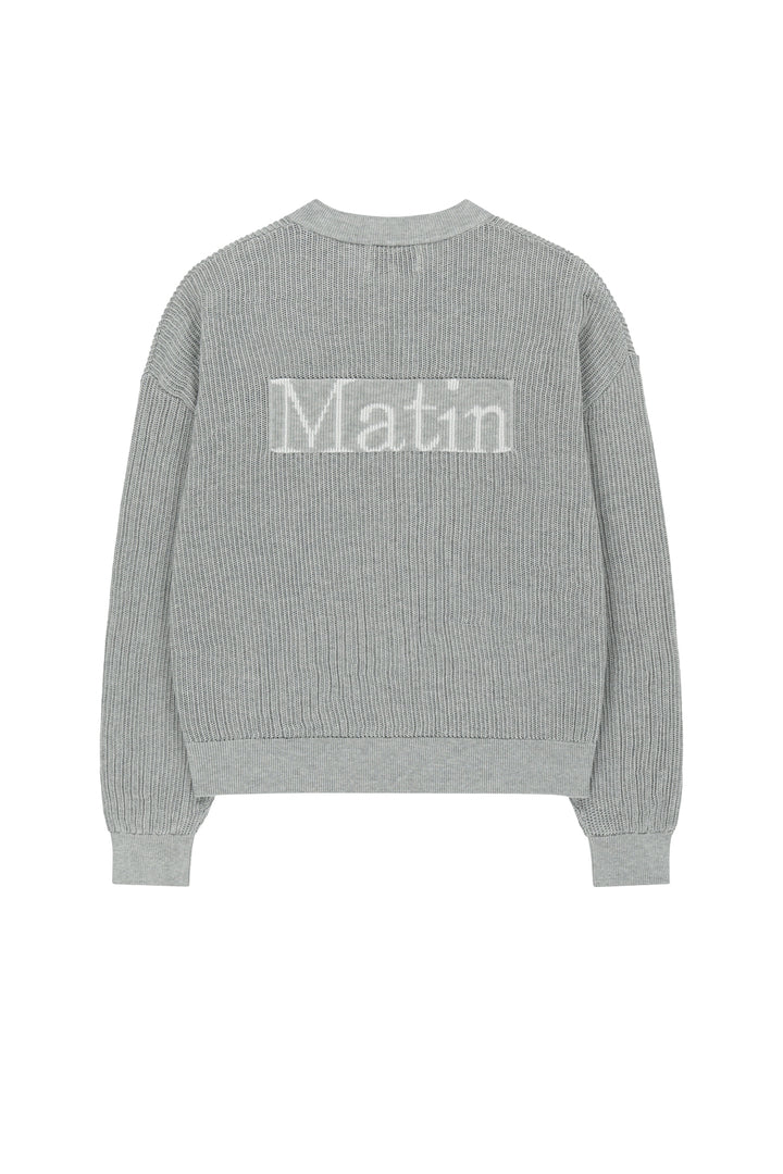 Matin Kim Back Logo Jacquard Mesh Knit Zip — Light Grey