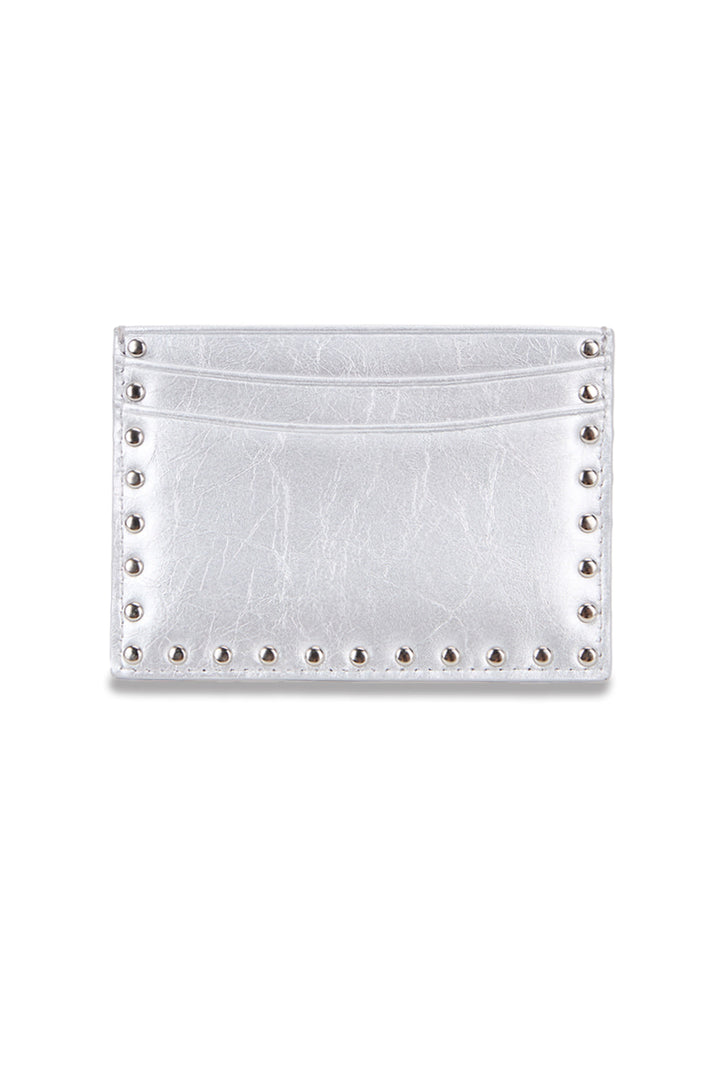 Matin Kim Western Stud Card Wallet — Silver