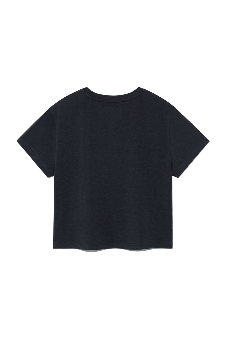 Matin Kim Dusty Typo Graphic Crop Top — Charcoal
