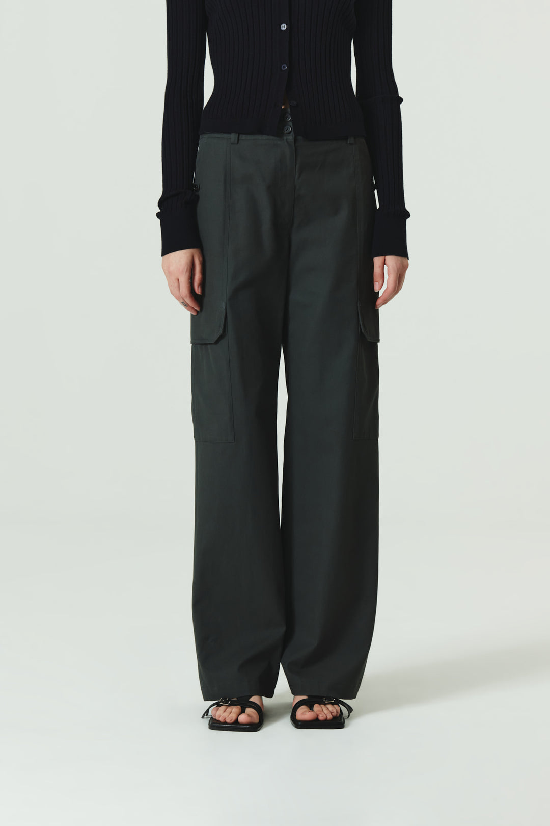 KIMMATIN Banding Straight Cargo Pants — Gray