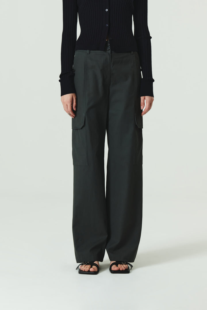 KIMMATIN Banding Straight Cargo Pants — Gray