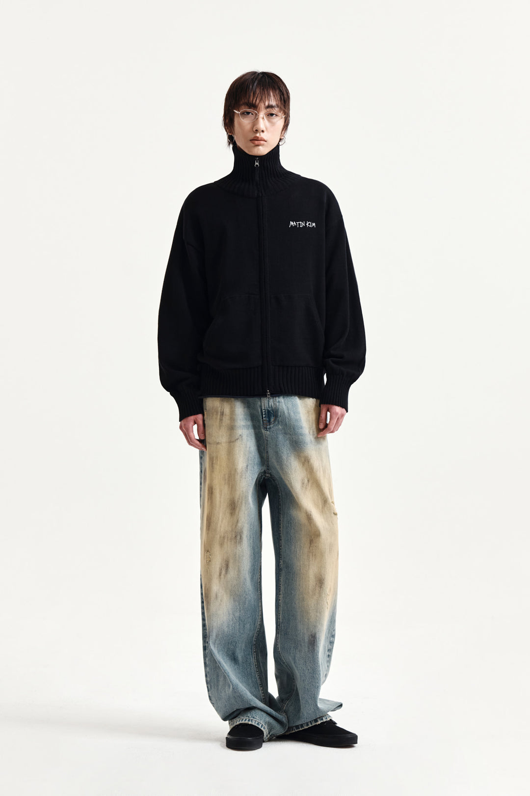 Matin Kim Vintage Dirty Washed Denim Pants — Light Blue