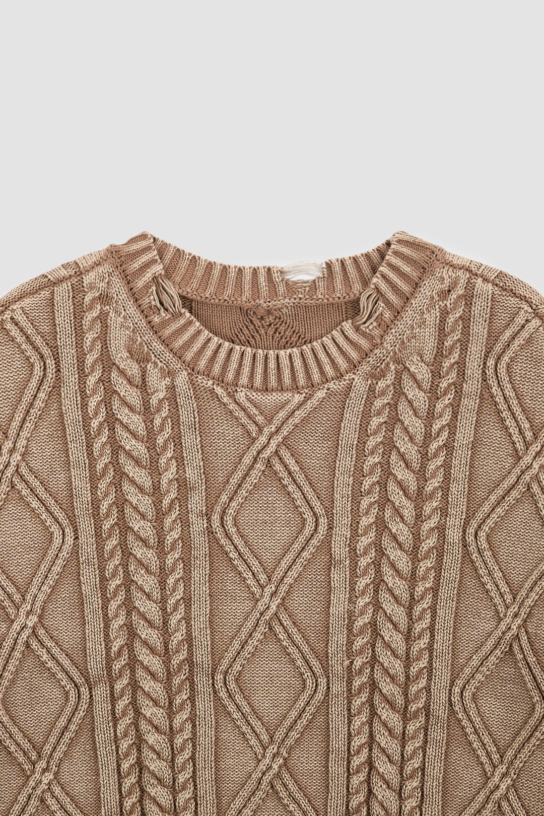 KIMMATIN Washed Cable Pullover — Beige