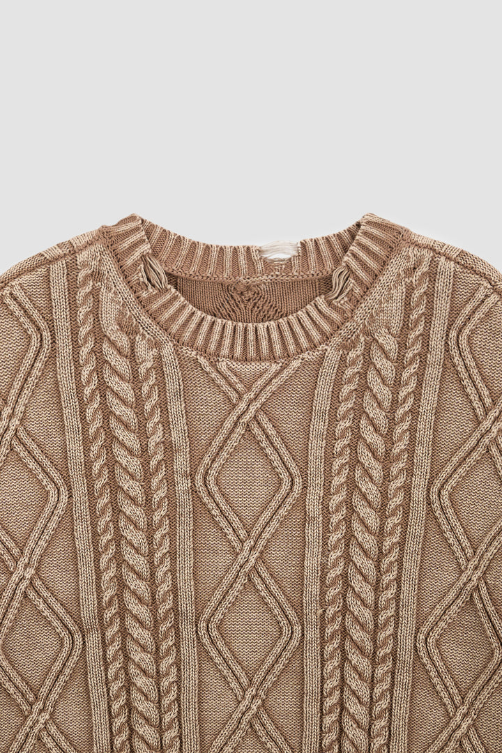 KIMMATIN Washed Cable Pullover — Beige