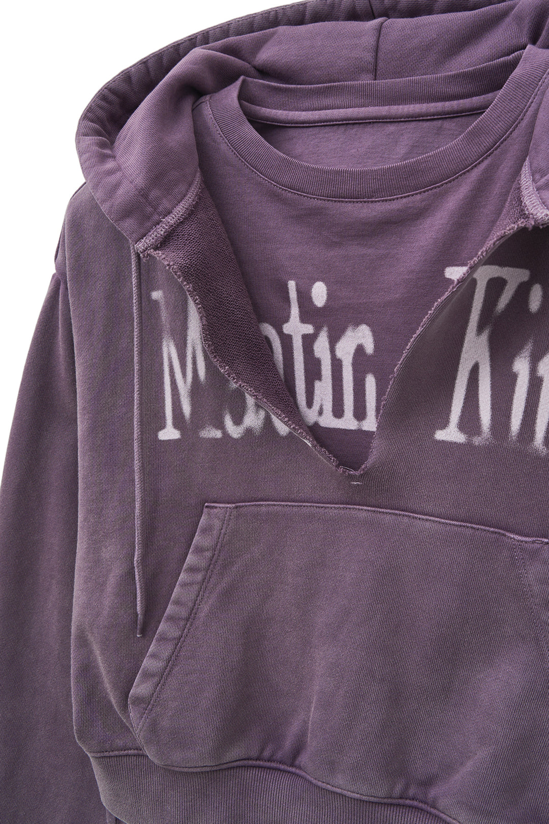 Matin Kim Washed Layered Crop Hoody — Purple