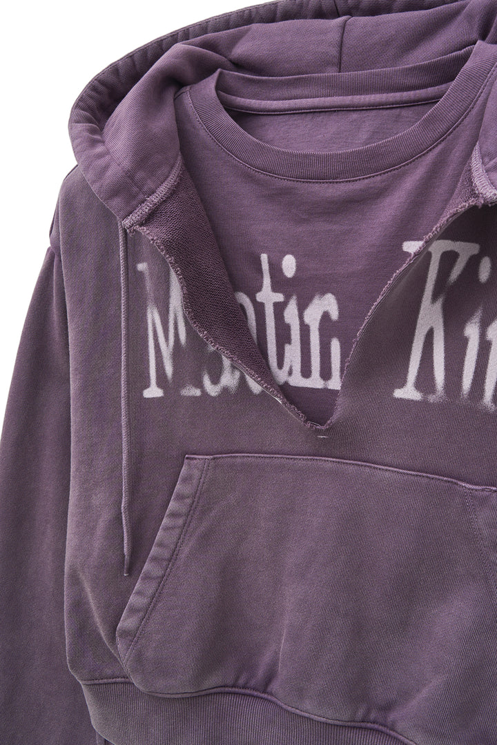 Matin Kim Washed Layered Crop Hoody — Purple
