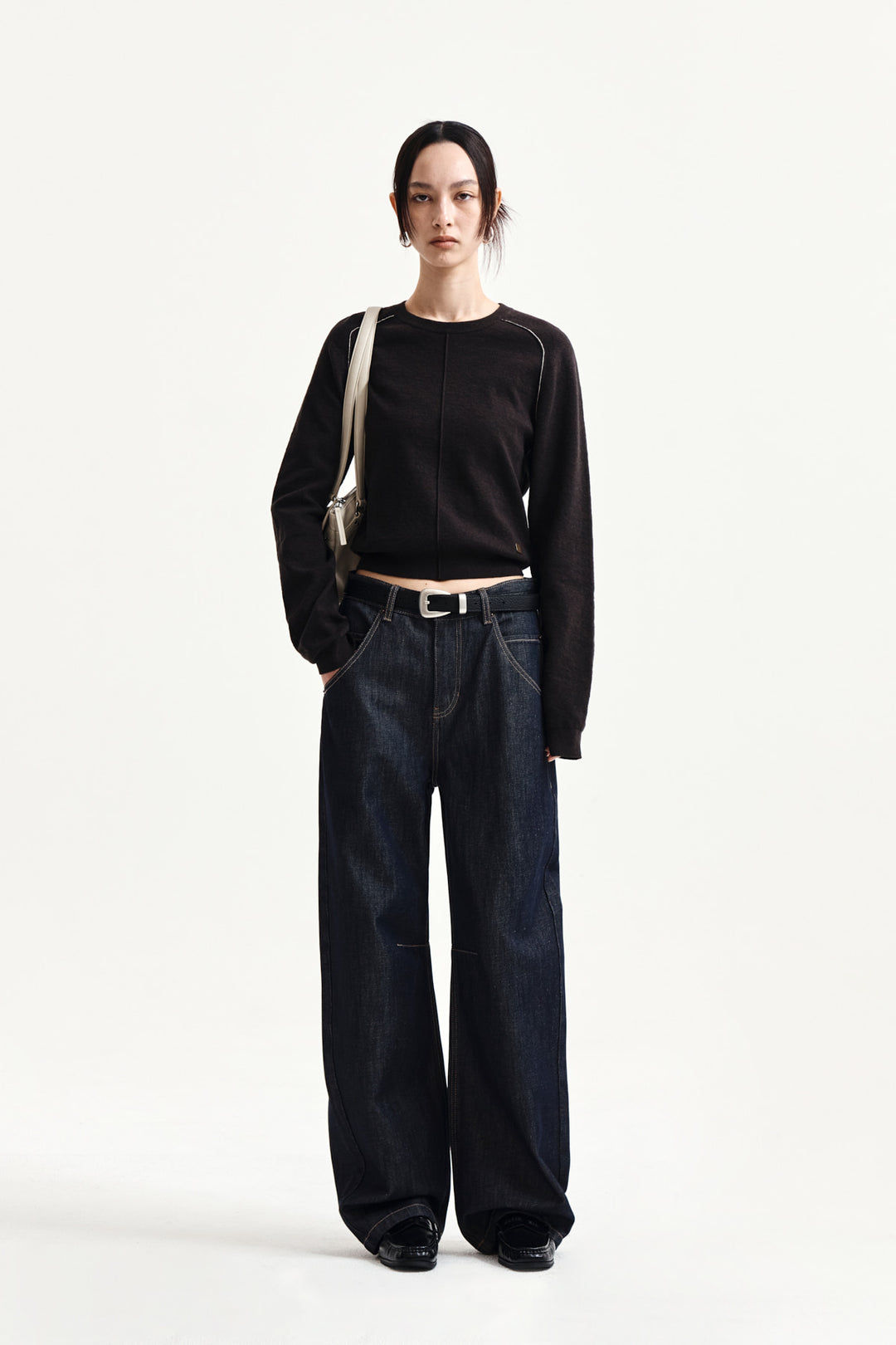 Matin Kim Dart Point Denim Pants — Dark Navy