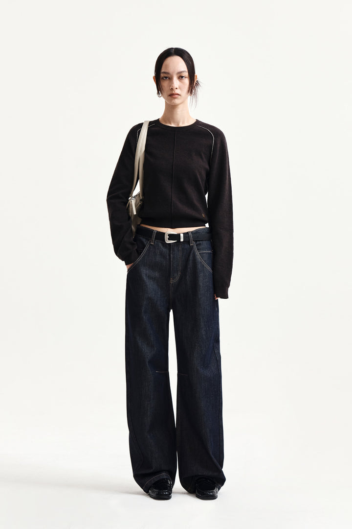 Matin Kim Dart Point Denim Pants — Dark Navy