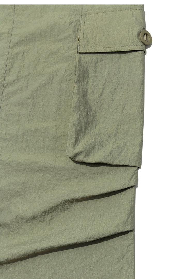 Matin Kim String Nylon Cargo Skirt — Khaki