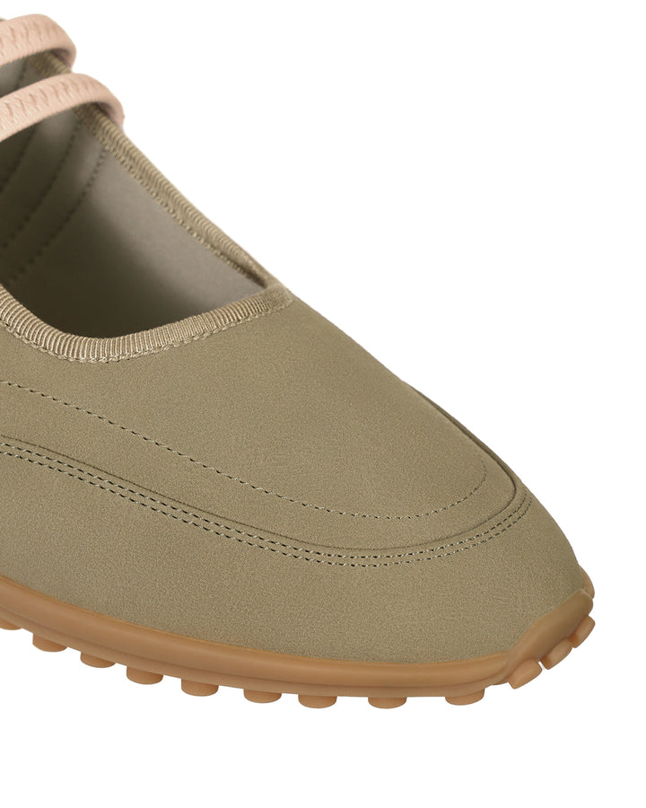 Stand Oil Strap Mary Jane Sneakers — Khaki Combo