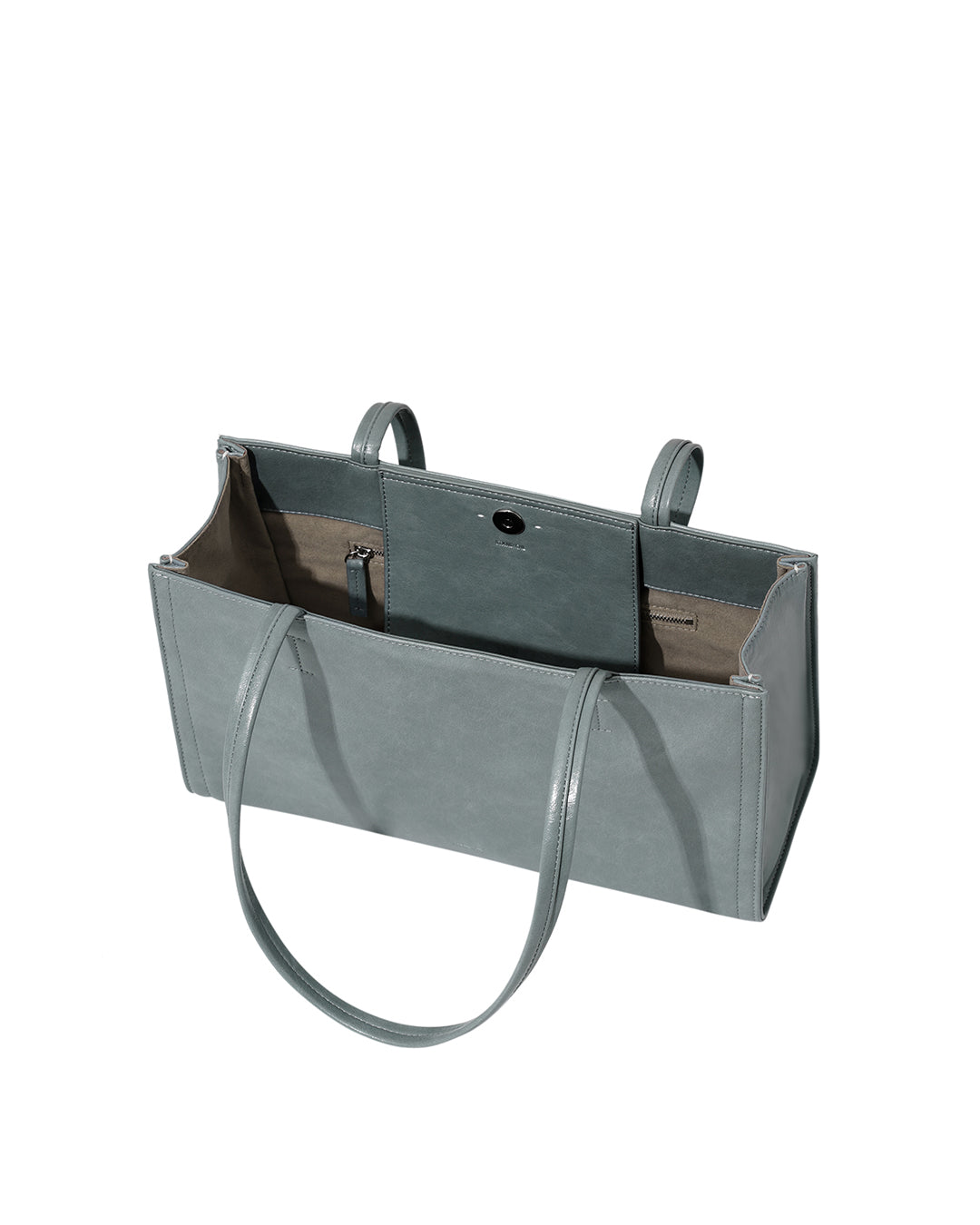 Stand Oil Oblong Bag — Structured Shoulder — Denim Blue