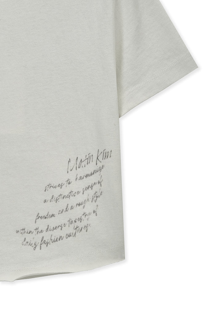 Matin Kim Graffiti Round Hem Crop Top — Cream