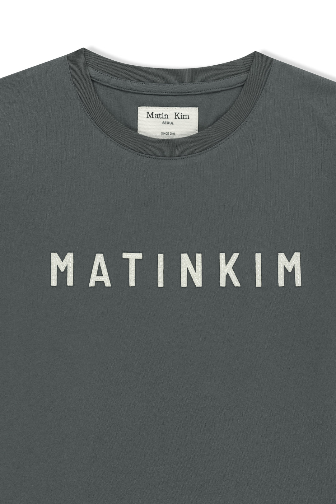 Matin Kim Applique Felt Logo Top — Charcoal