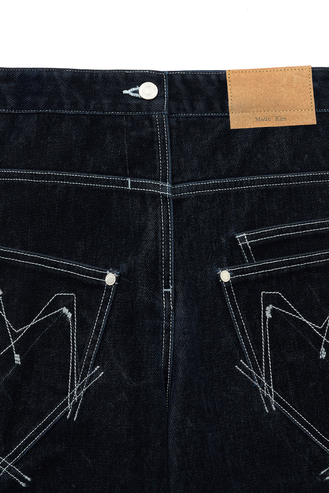 Matin Kim Reverse Velvet Wide Denim — Navy blue