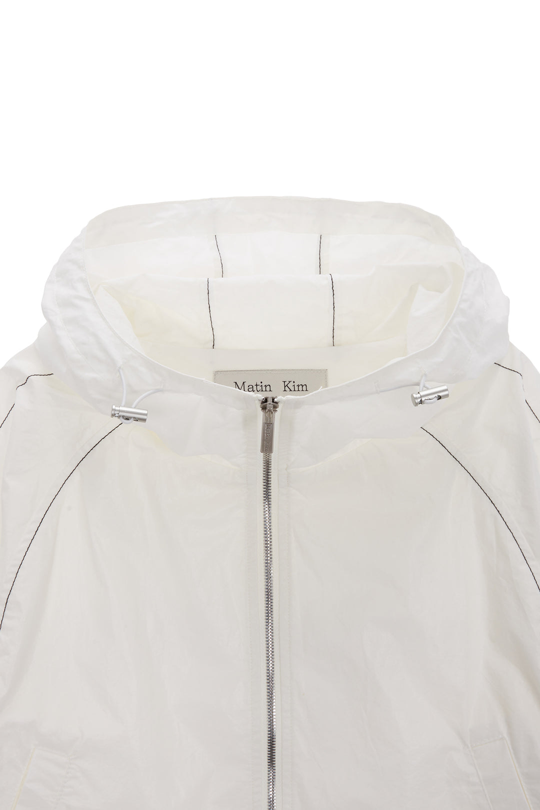 Matin Kim Crop Hoody Coating Jumper — Ivory