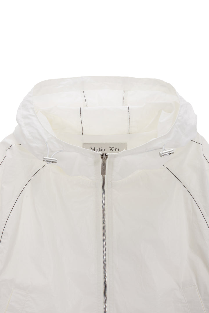 Matin Kim Crop Hoody Coating Jumper — Ivory
