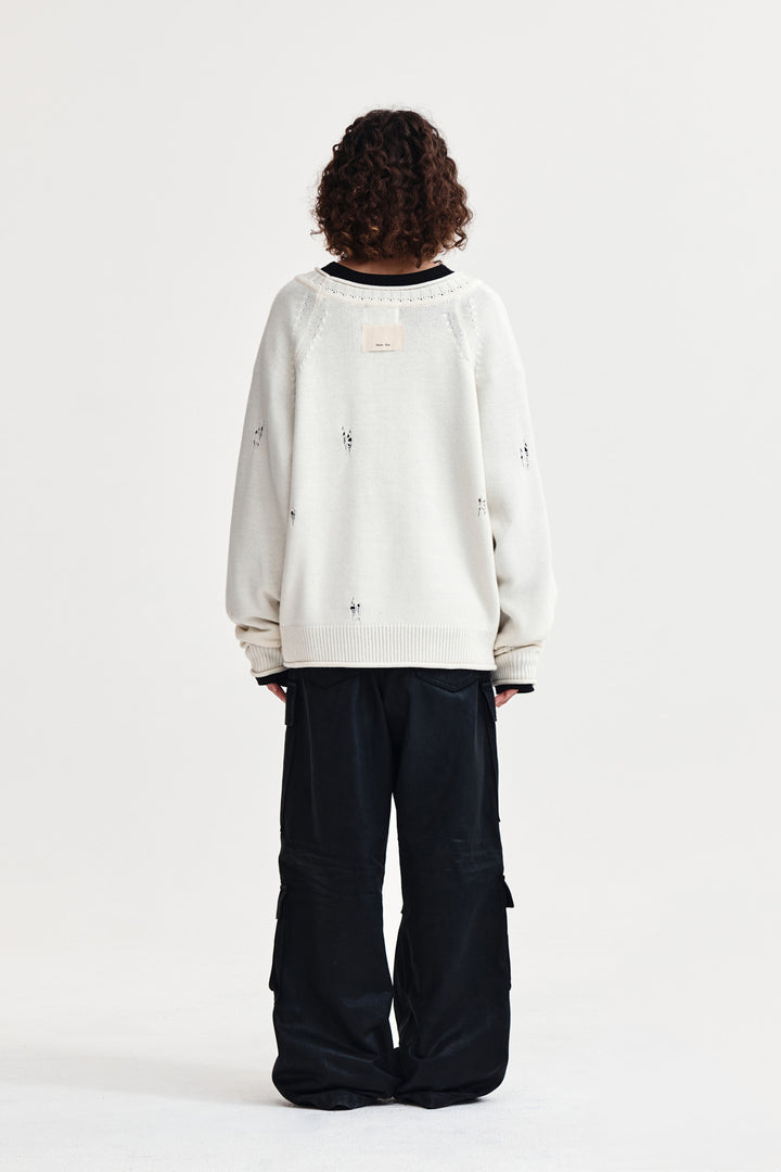 Matin Kim Two Way Off Shoulder Damage Pullover — Ivory