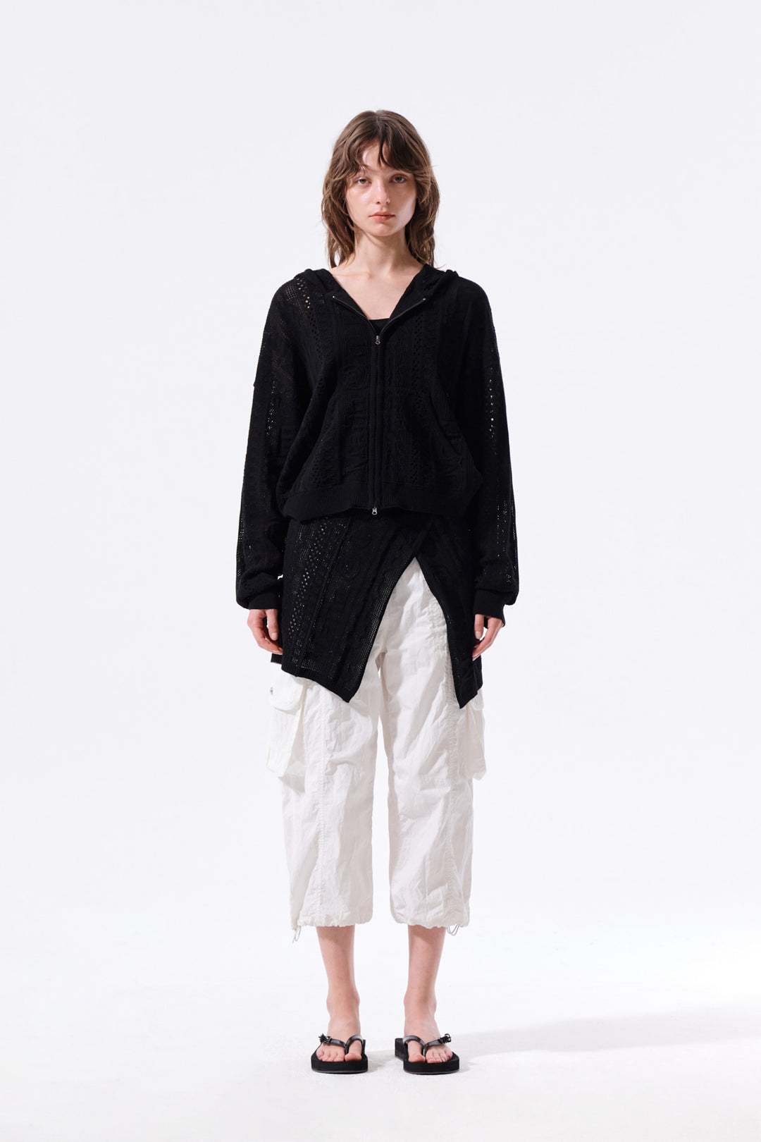 Matin Kim Mesh Logo Wrap Mini Skirt — Black