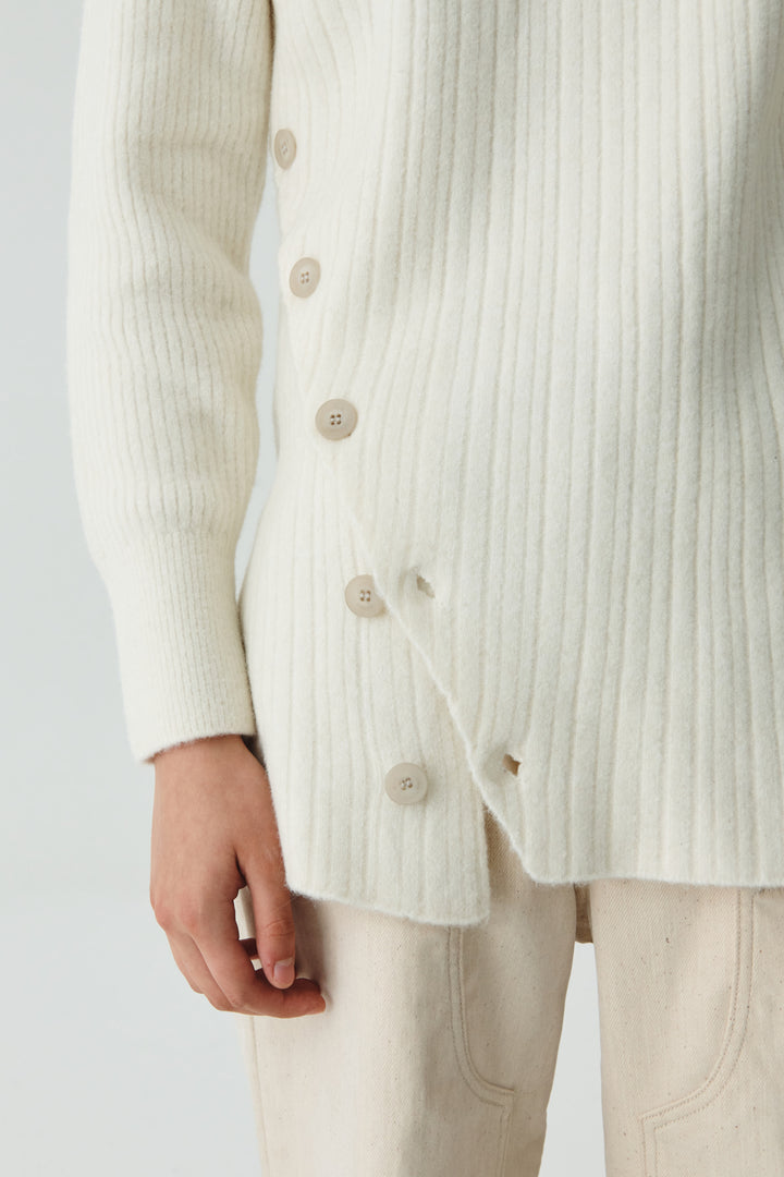 KIMMATIN Button Slit Knit Dress — Ivory