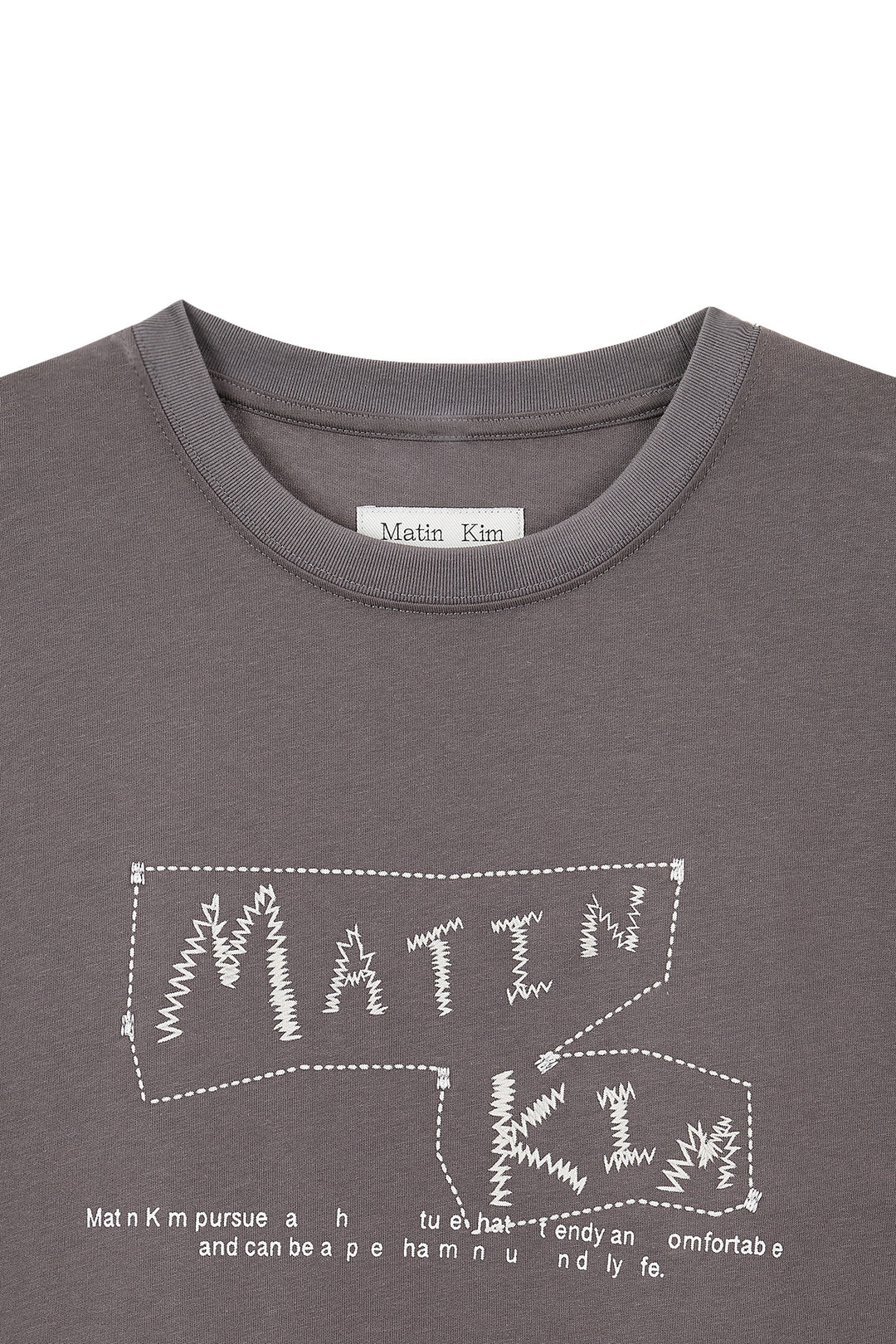 Matin Kim Doodle Logo Graphic Top — Charcoal