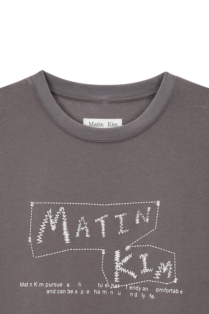 Matin Kim Doodle Logo Graphic Top — Charcoal