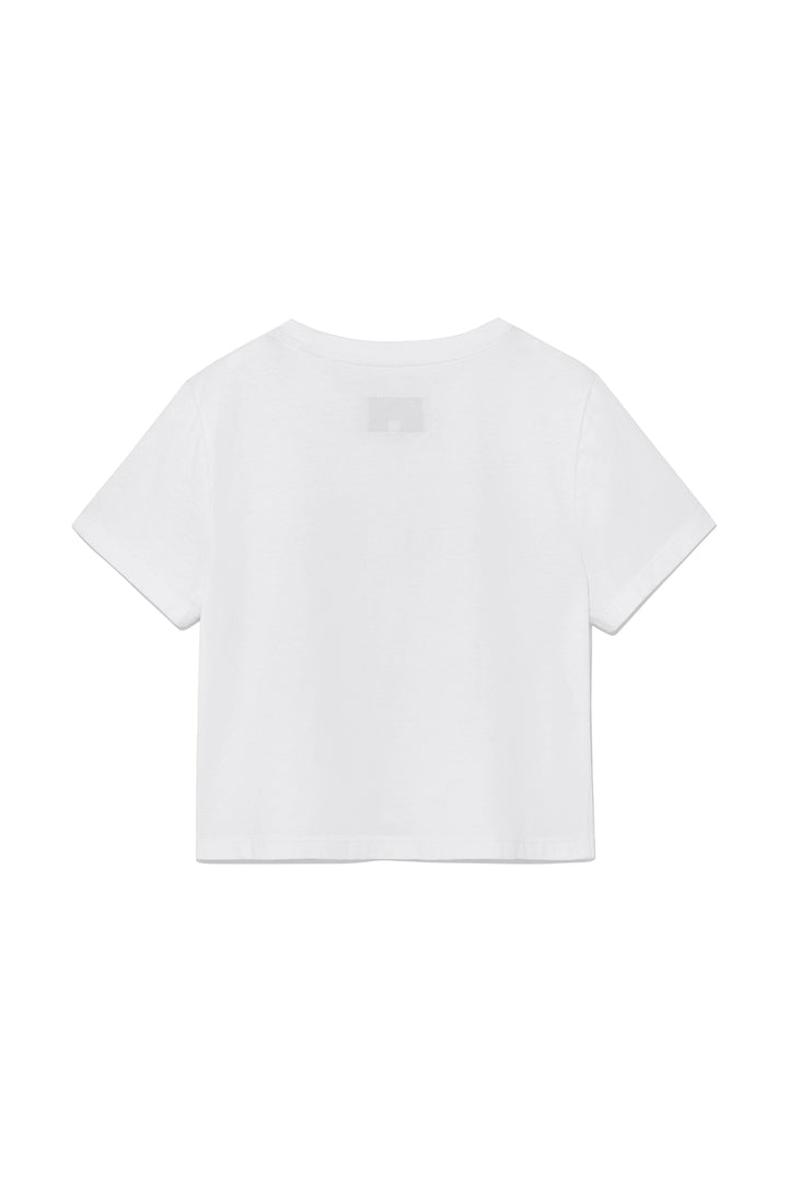 Matin Kim Unbalance Logo Crop Top — White
