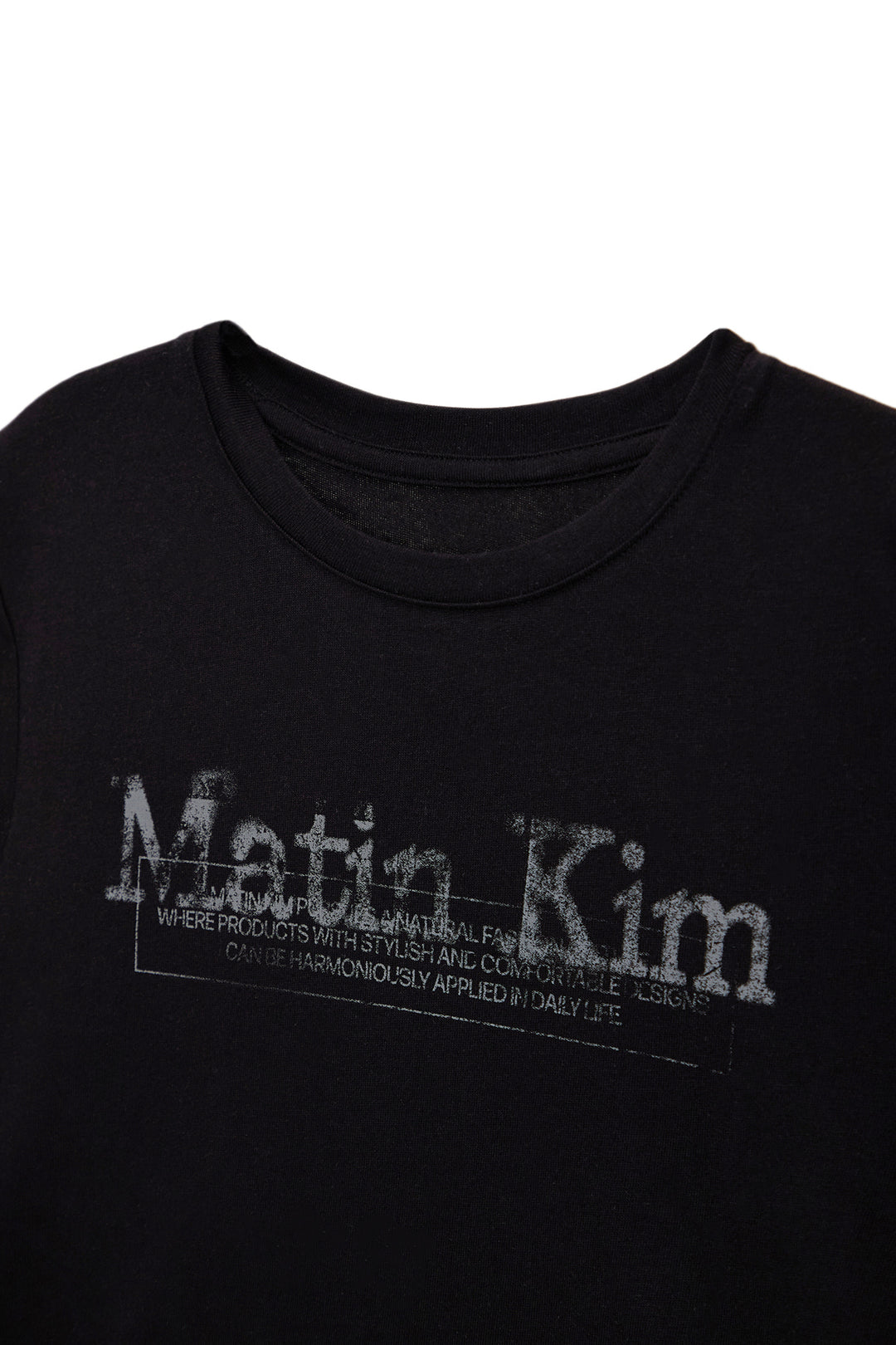 Matin Kim Stamp Logo Graphic Crop Top — Black