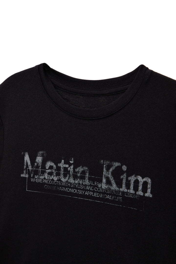 Matin Kim Stamp Logo Graphic Crop Top — Black