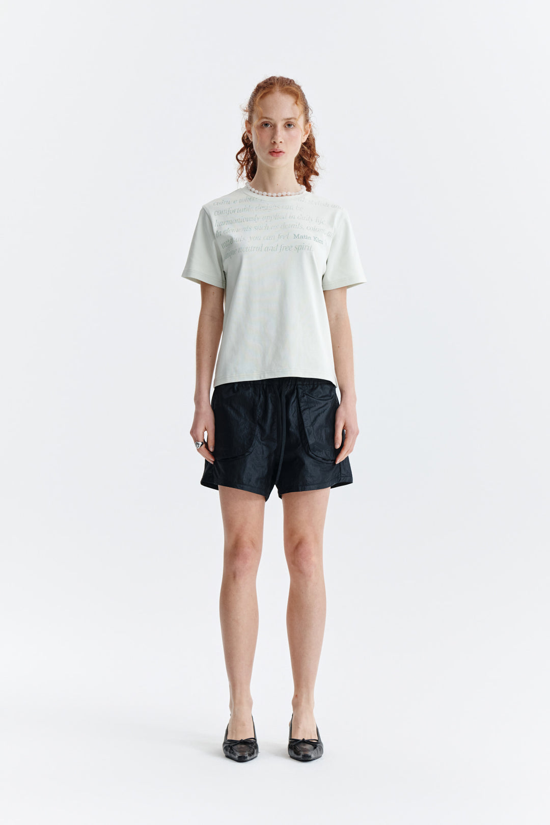 Matin Kim Logo Point Lettering Graphic Top — Green