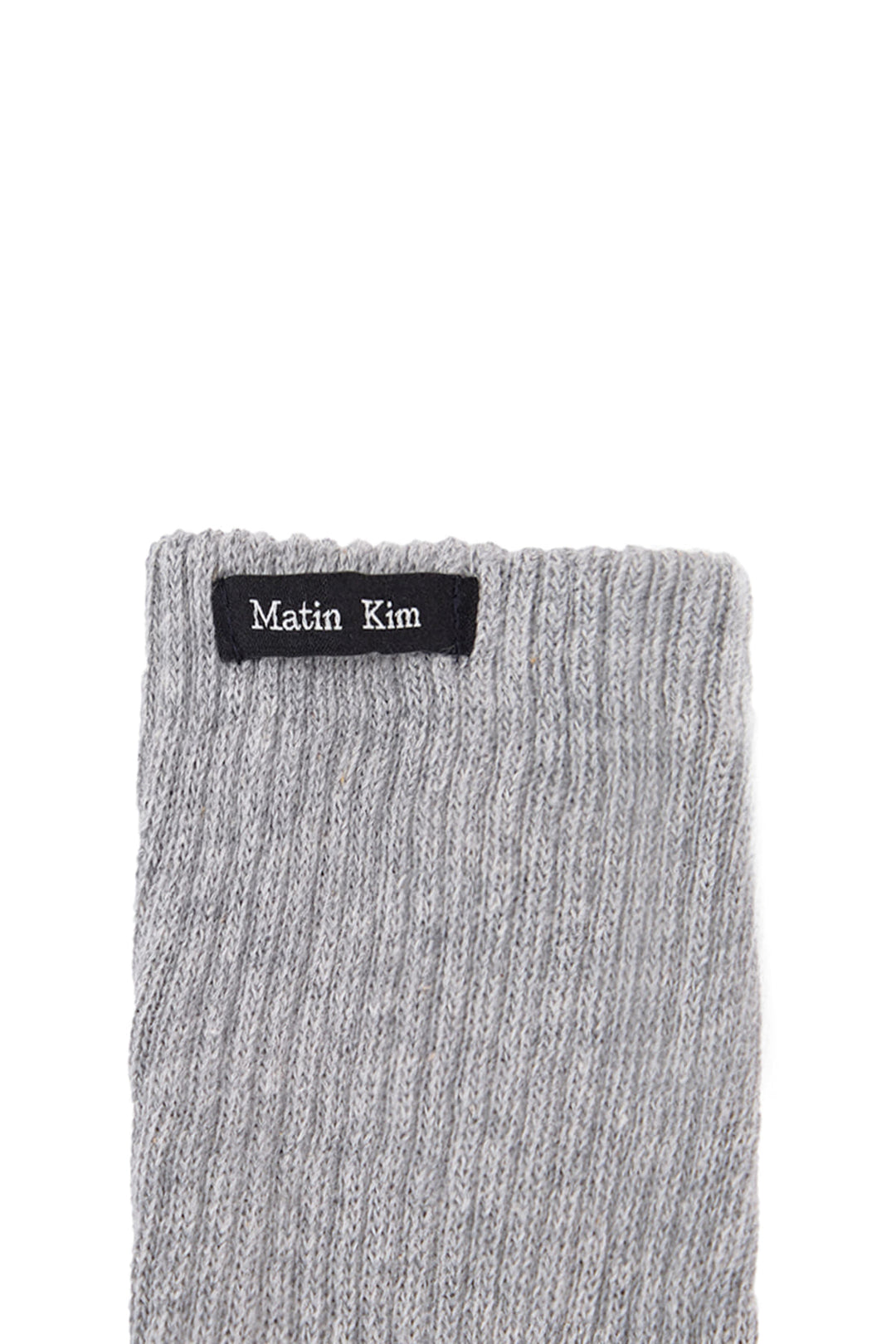 Matin Kim Small Logo Point Ribbed Socks — Gray