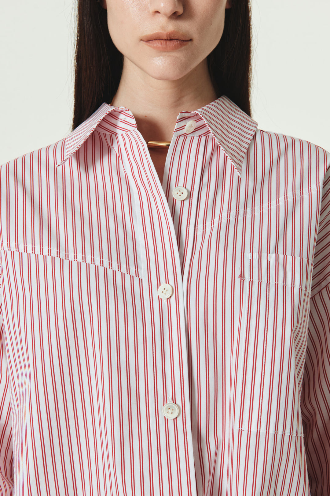 KIMMATIN Two Way Stripe Shirt — Red