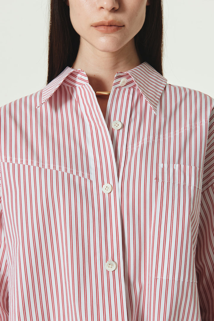 KIMMATIN Two Way Stripe Shirt — Red