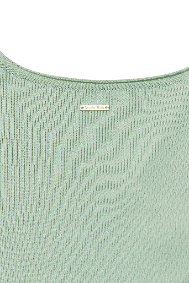 Matin Kim Scarf Point Knit Top — Mint