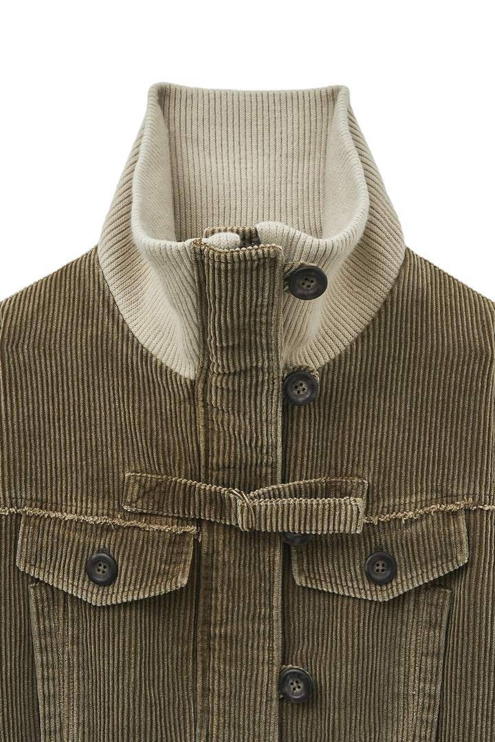 Matin Kim Washed Corduroy Bomber Jumper — Khaki