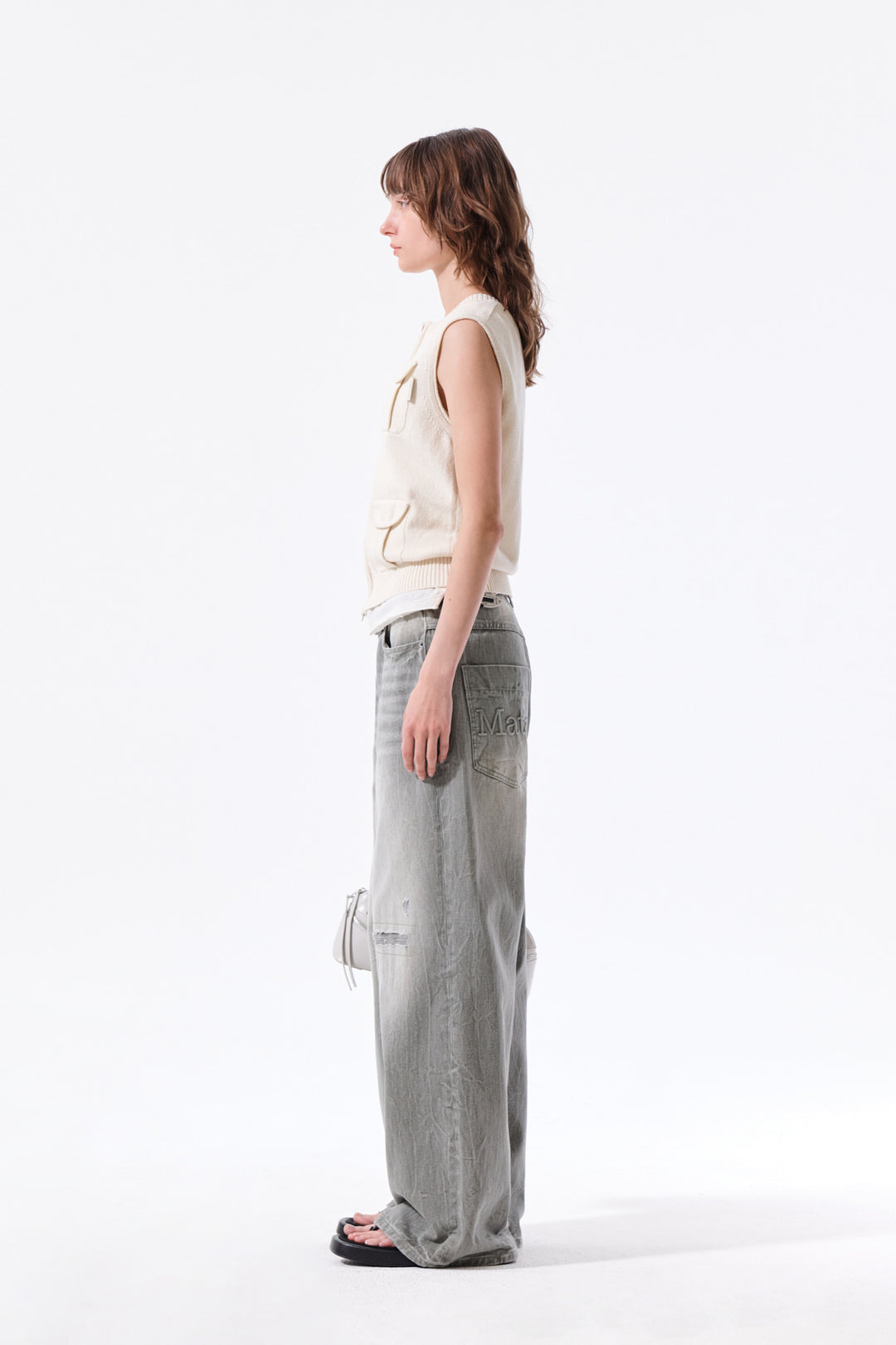 Matin Kim Pocket Washed Knit Vest — Beige