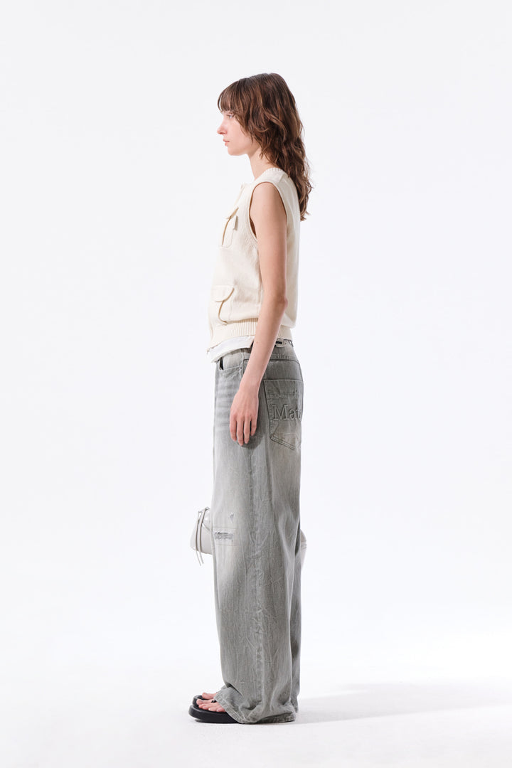 Matin Kim Pocket Washed Knit Vest — Beige