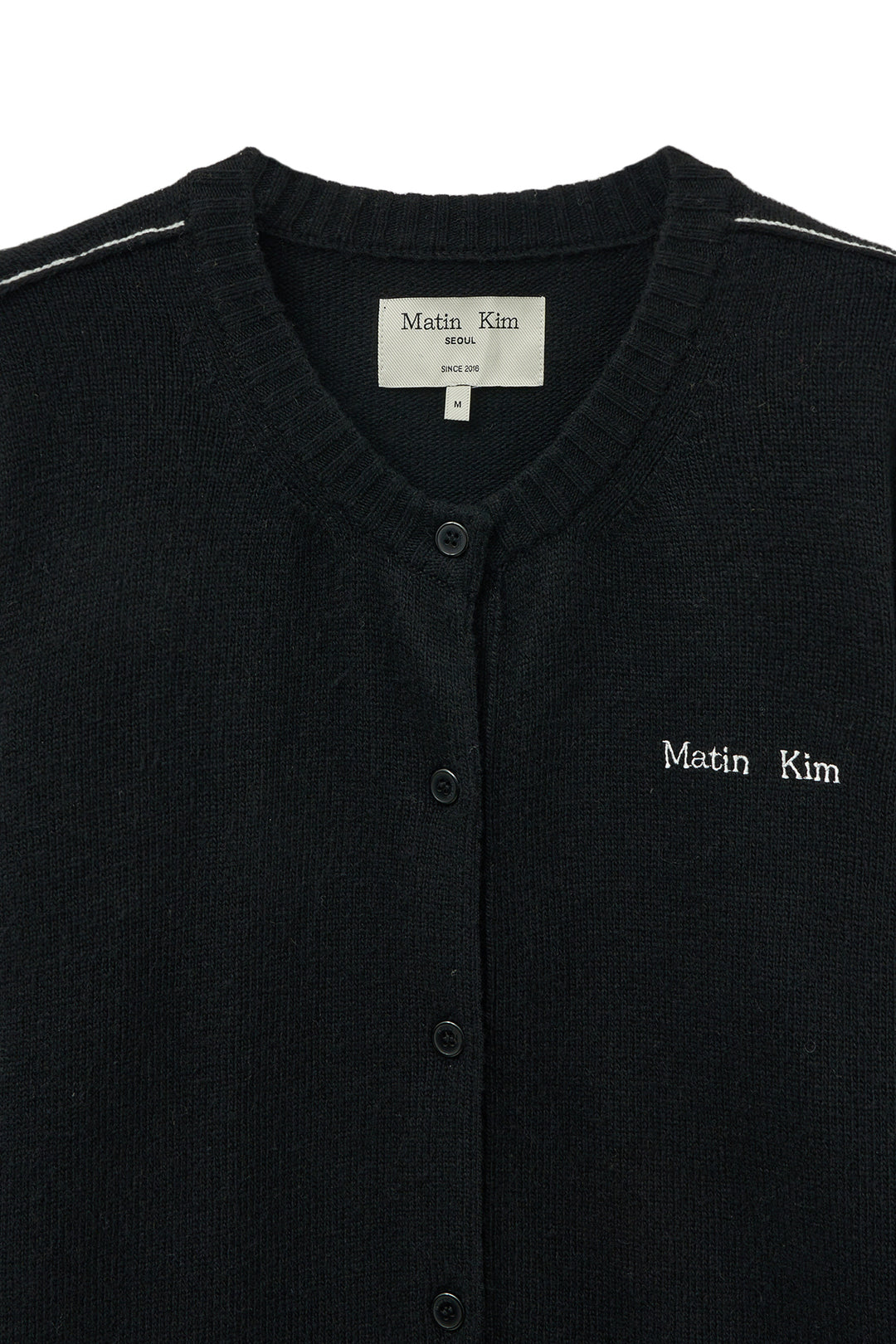 Matin Kim Cashmere Blended Round Knit Cardigan — Black