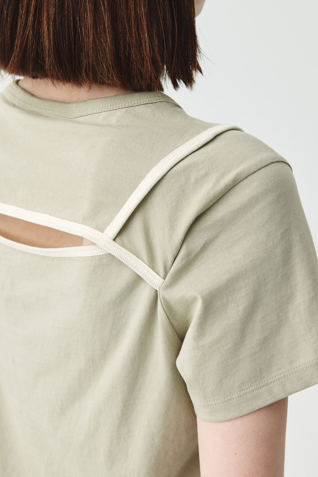 KIMMATIN Back Slit Slim Top in Light — Khaki