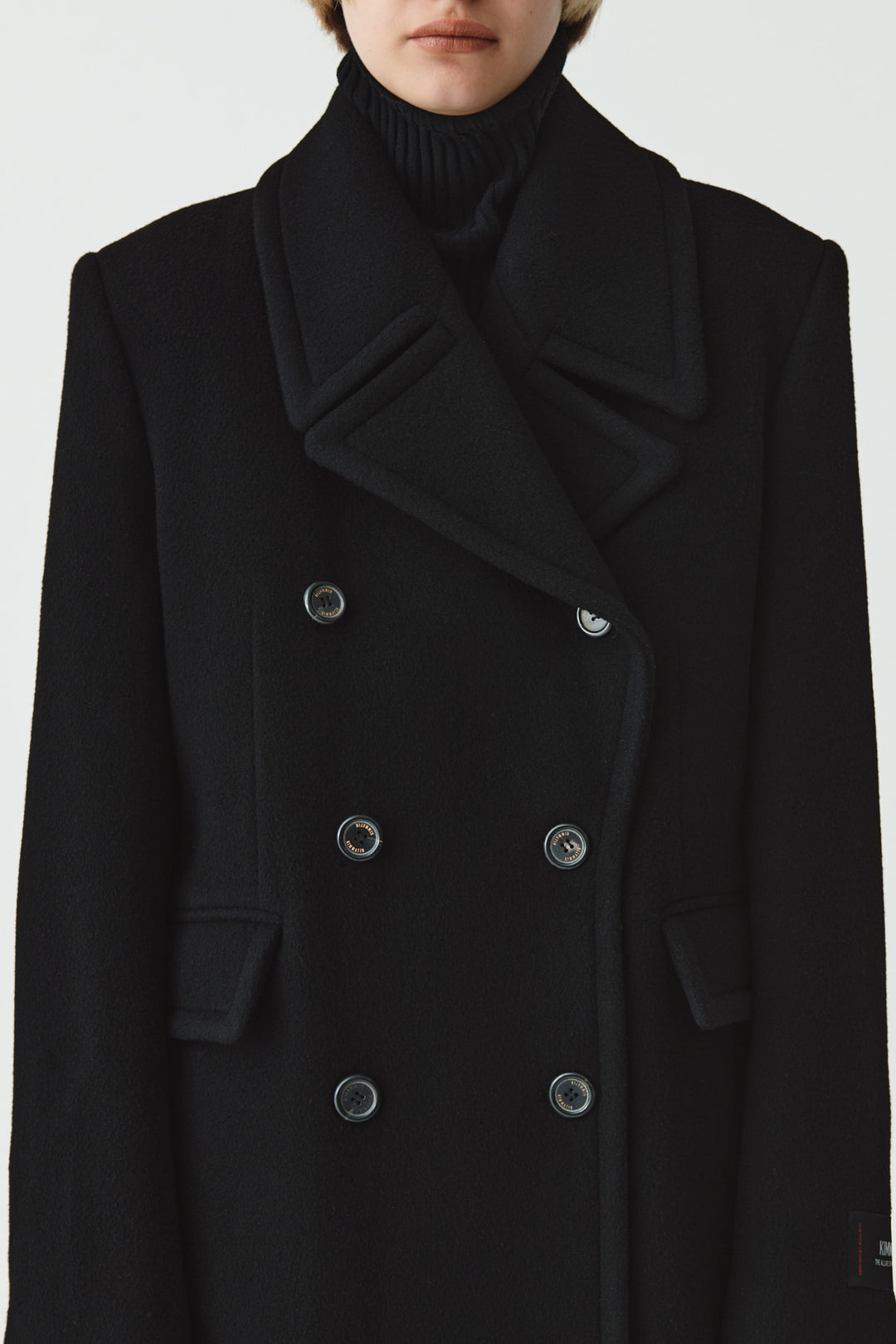 KIMMATIN Wool Cashmere Maxi Double Coat — Black