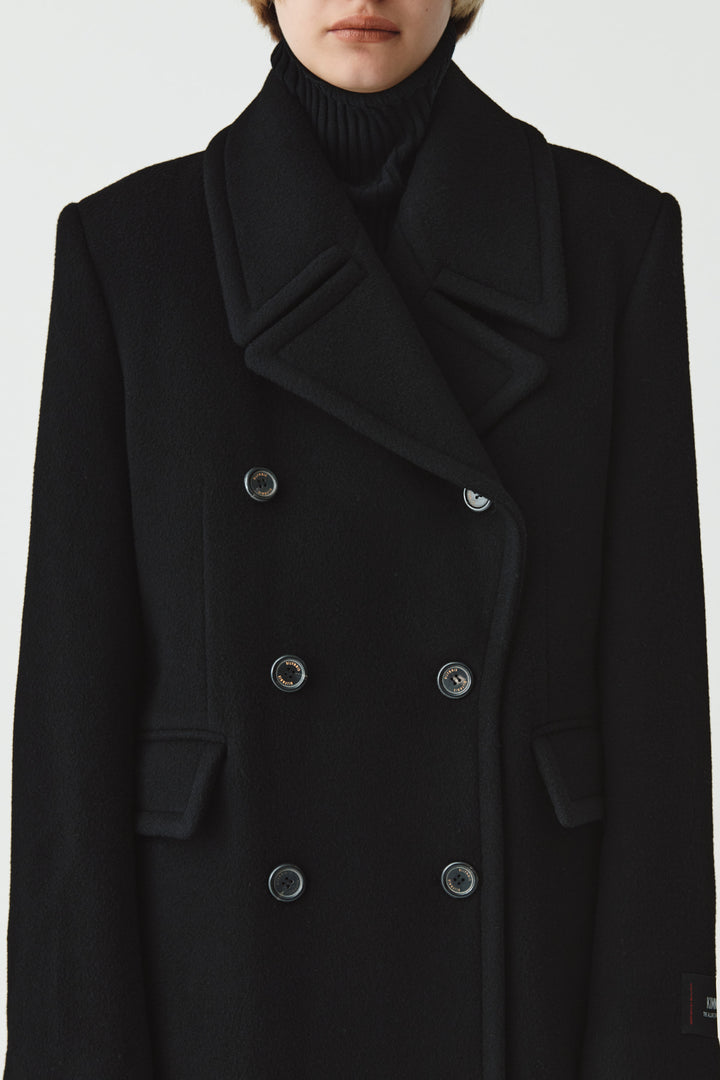 KIMMATIN Wool Cashmere Maxi Double Coat — Black