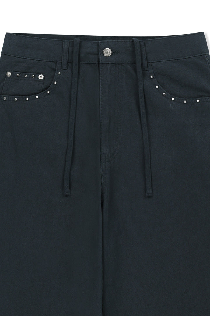 Matin Kim Stud Point Color Denim Pants — Navy blue