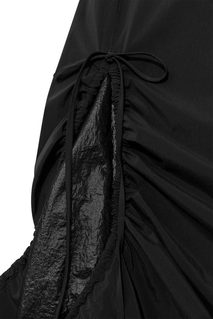 Matin Kim Shirring Layered Maxi Skirt — Black