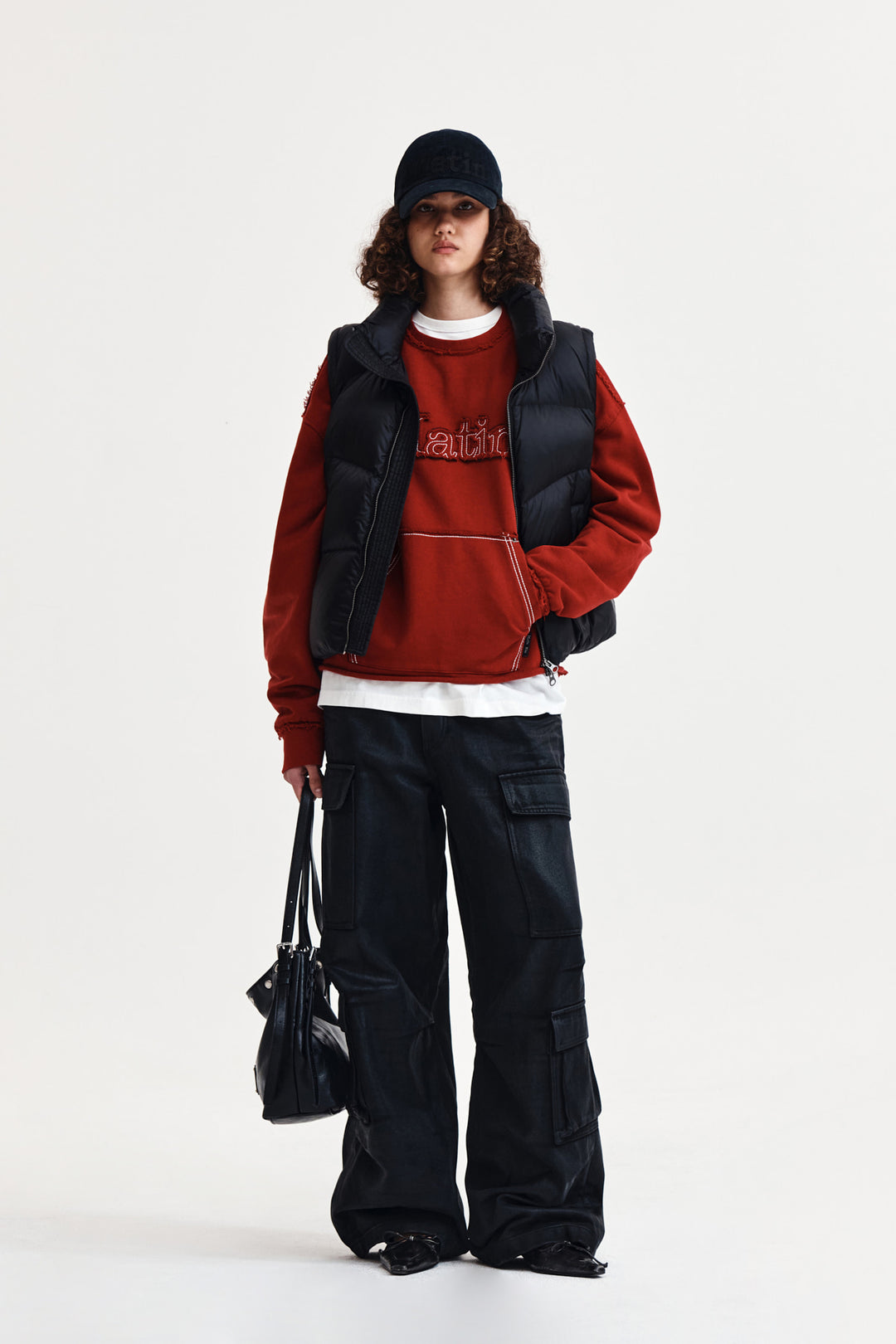 Matin Kim Unbalance Quilted Down Vest — Black