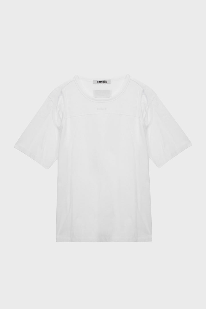 KIMMATIN Shoulder Hole Half Sleeve Top — White