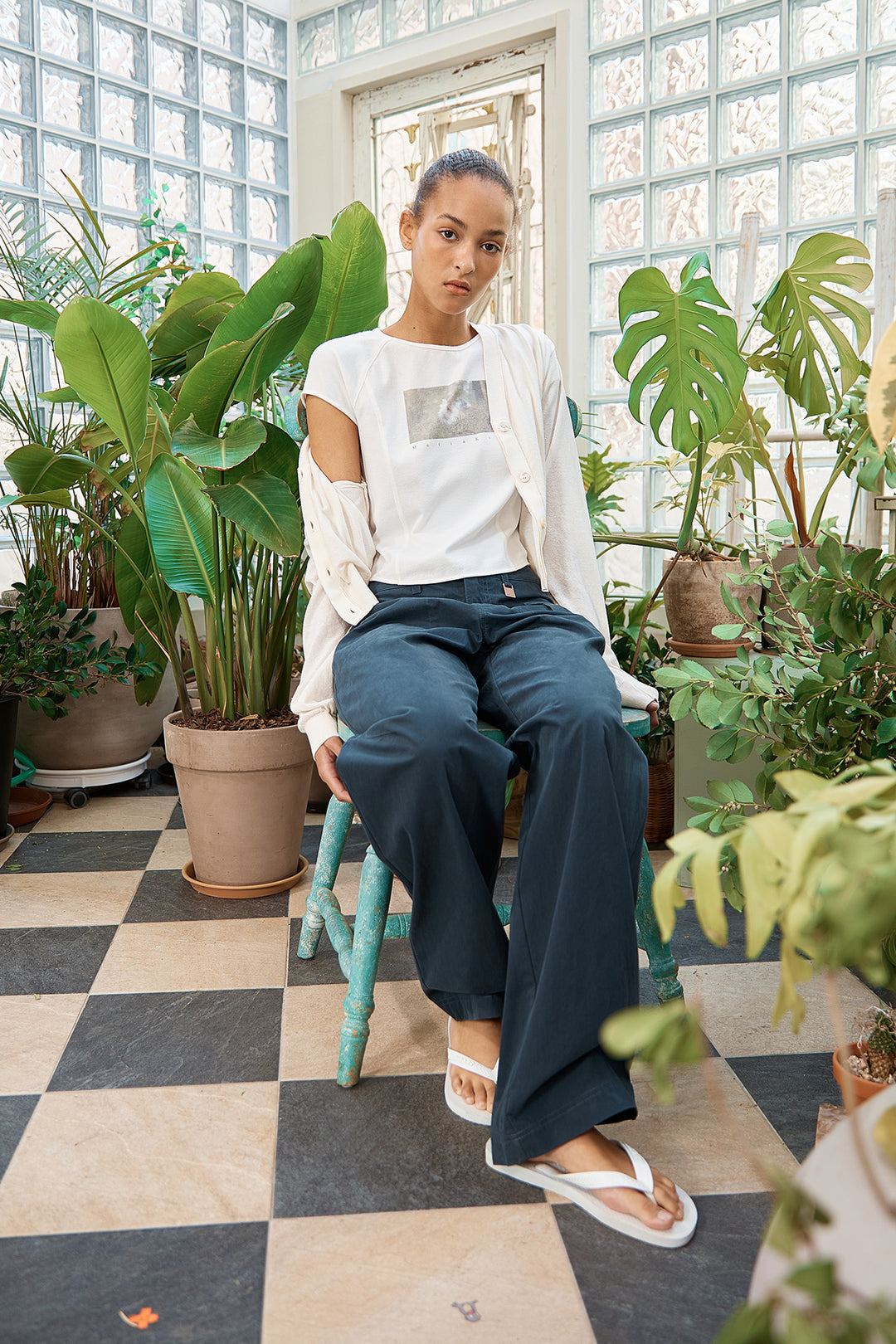 Matin Kim Snap Pocket Point Fatigue Pants — Navy blue