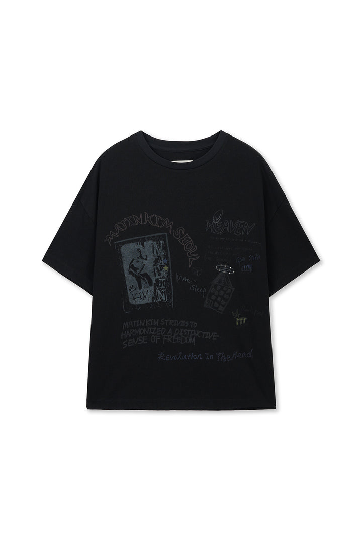 Matin Kim Graffiti Artwork Top — Black