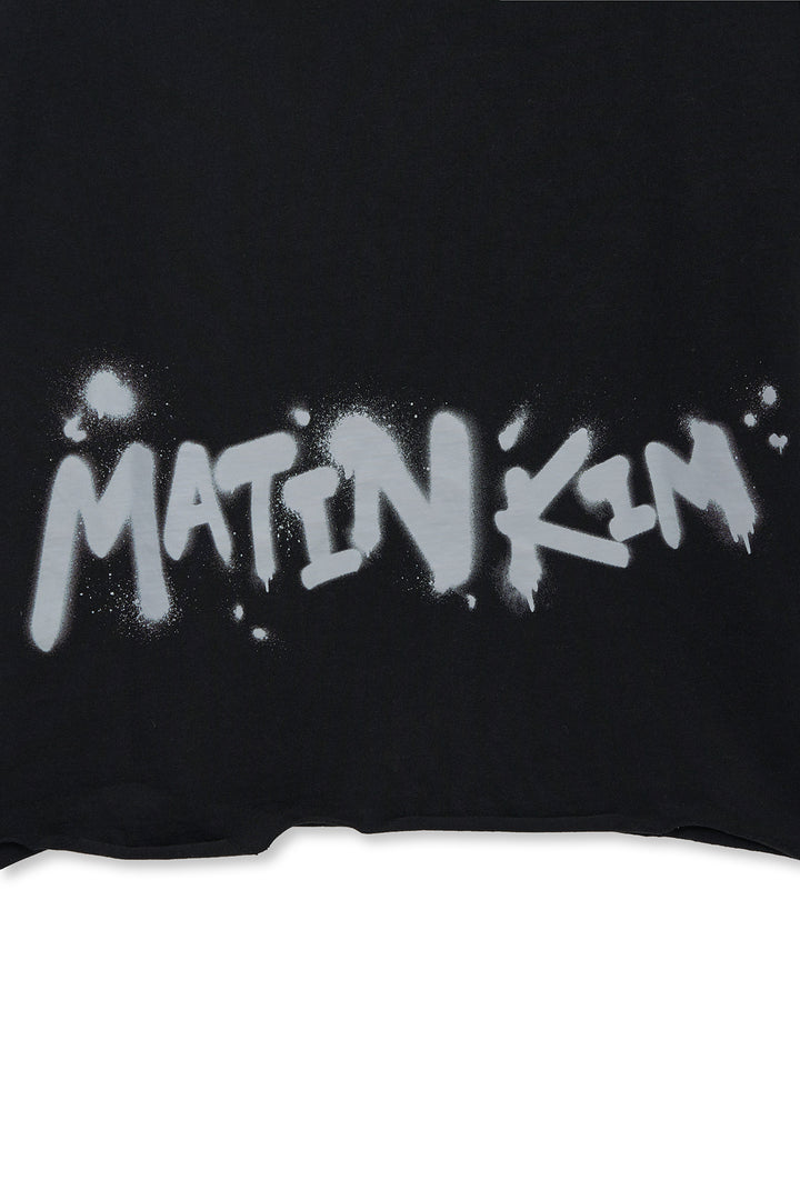 Matin Kim Raw Cut Graffiti Logo Top — Black