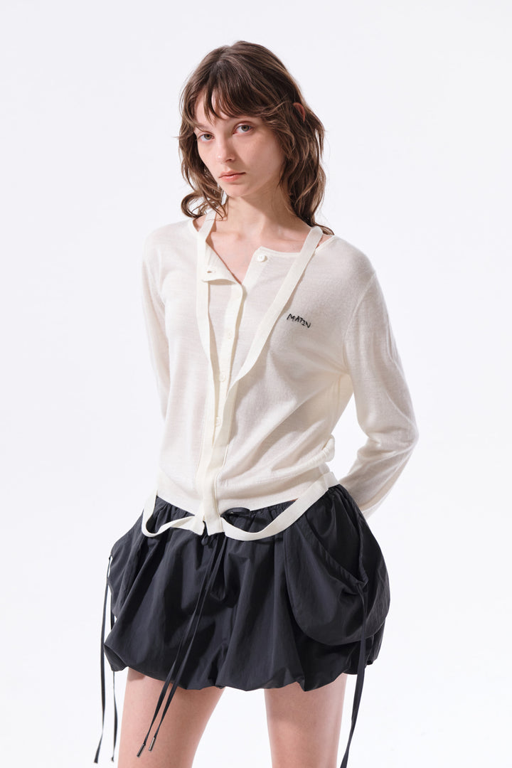 Matin Kim Strap Detail Balloon Skirt — Charcoal