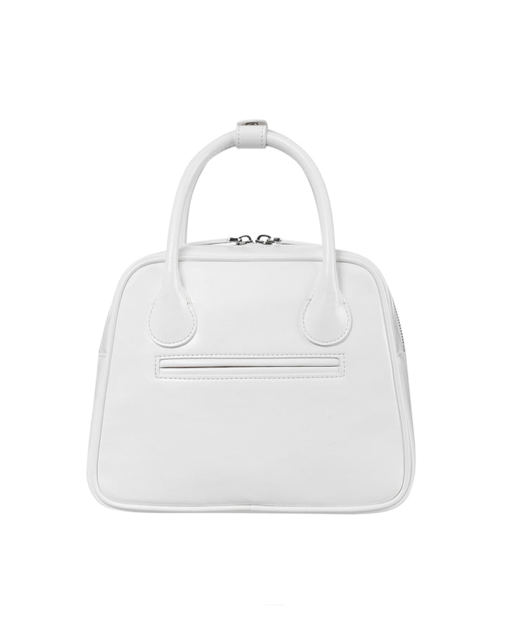 Stand Oil Momo Bag — Glossy Trapezoid Tote — White
